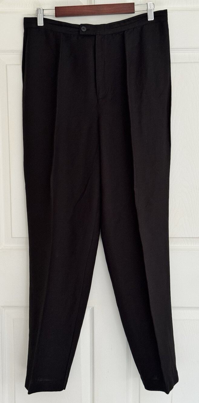 Rafaella Pants Womens 14 Black Tapered Leg Linen Blend Unlined Business Beach